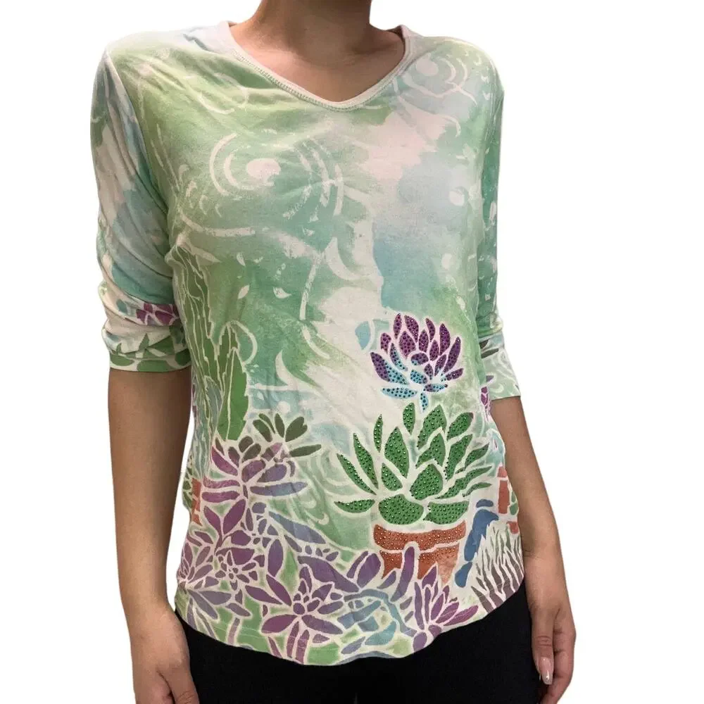 Cactus Bay Apparel Women's Colorful Rhinestone Top - Picture 1 of 5
